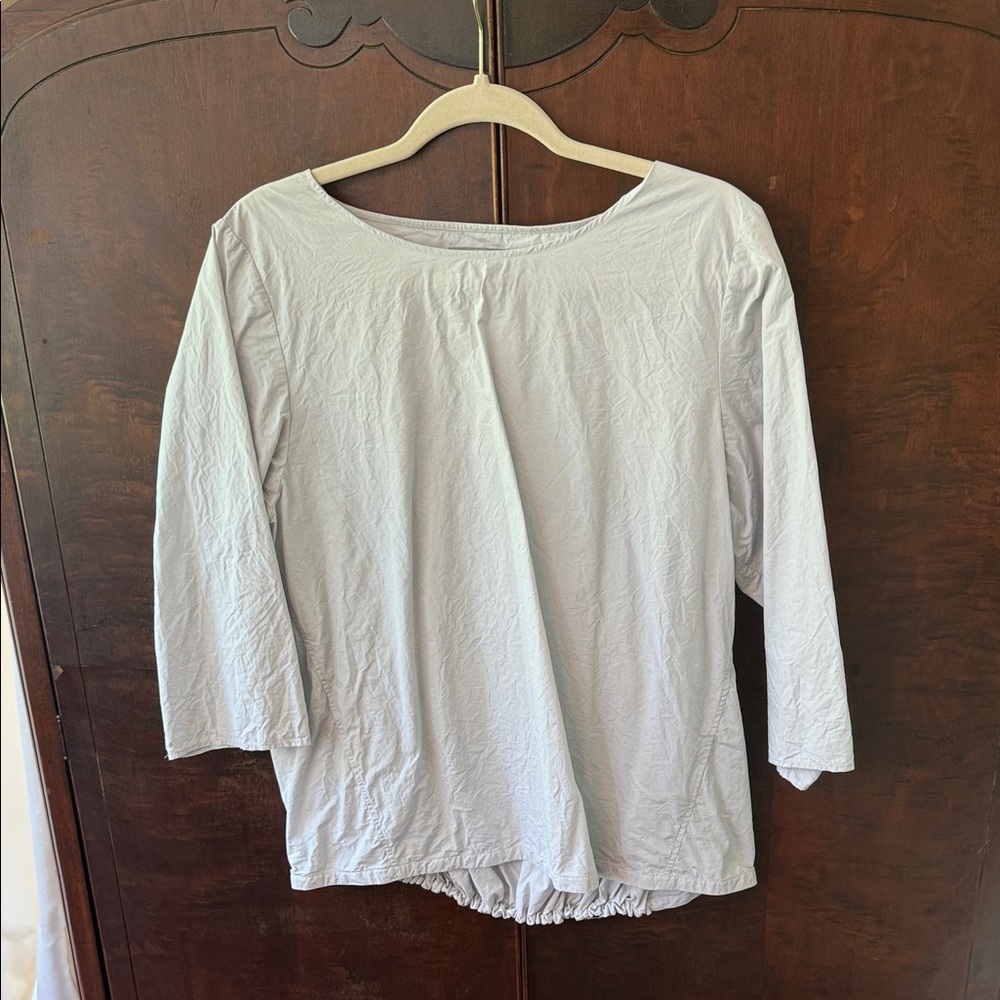 COS Light Gray Boatneck 3/4 Sleeve Top